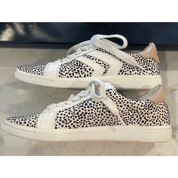 Dolce Vita Neo Arrow Lace Up Sneaker Women's 6 White Black Spotted Animal Print - Picture 5 of 10